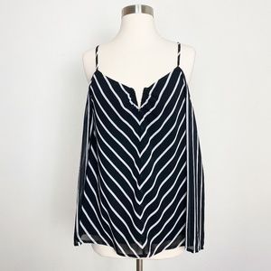 NWT Nicole Miller Cold Shoulder Stripe Blouse Top